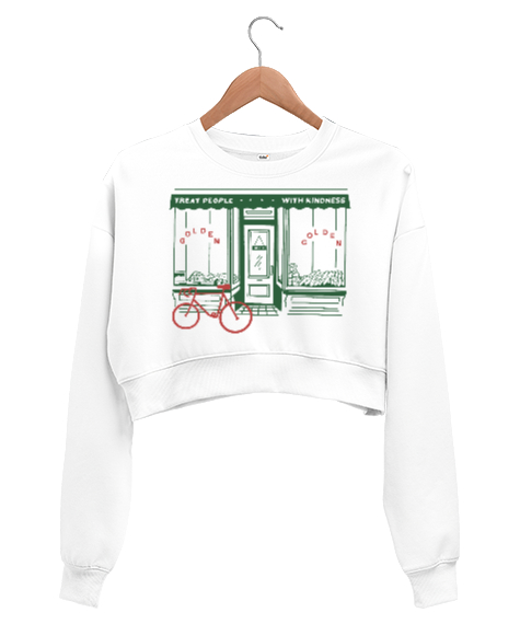 Harrys House Harry Styles Golden Bakery Beyaz Kadın Crop Sweatshirt