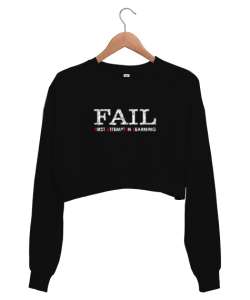 Hata - Fail Siyah Kadın Crop Sweatshirt