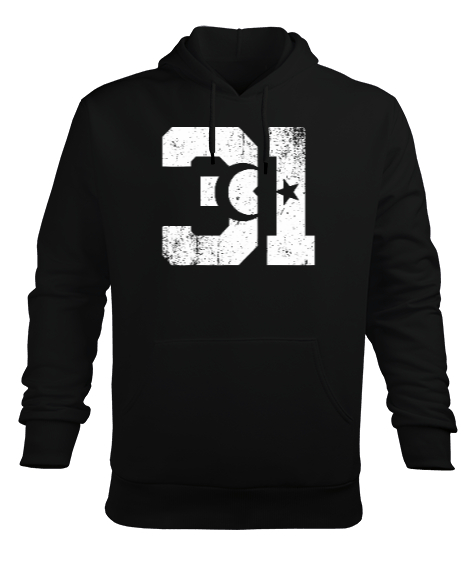 Hatay 31 Tasarım Baskılı Siyah Erkek Kapüşonlu Hoodie Sweatshirt