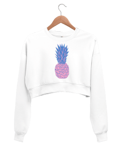 Havalı Ananas Kadın Crop Sweatshirt