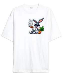 HAVALI BUNNY Beyaz Oversize Unisex Tişört