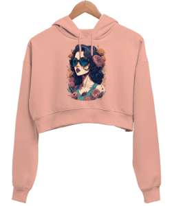 Havalı Yavru Ağzı Kadın Crop Hoodie Kapüşonlu Sweatshirt