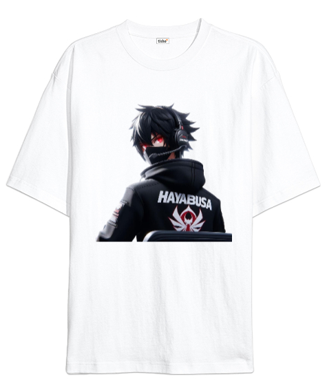 Tisho - Hayabusa Beyaz Oversize Unisex Tişört