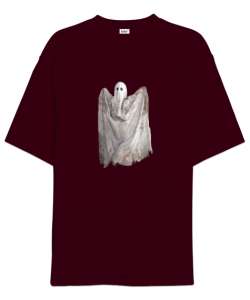 Hayalet - Ghost Bordo Oversize Unisex Tişört