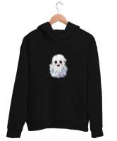 Hayalet Siyah Unisex Kapşonlu Sweatshirt - Thumbnail