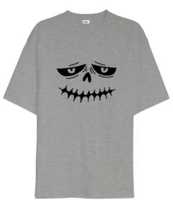 Hayalet Surat - Ghost Face Gri Oversize Unisex Tişört