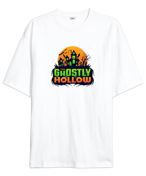 Tisho - Hayaletimsi - Halloween Beyaz Oversize Unisex Tişört