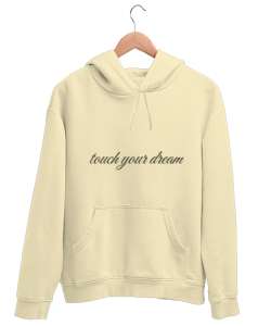 hayallerine dokun Krem Unisex Kapşonlu Sweatshirt