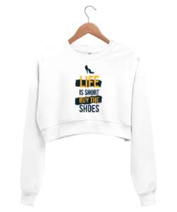 Hayat Kısa Ayakkabı Al Beyaz Kadın Crop Sweatshirt