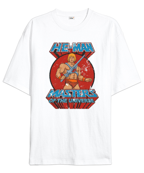 Tisho - He-Man Beyaz Oversize Unisex Tişört