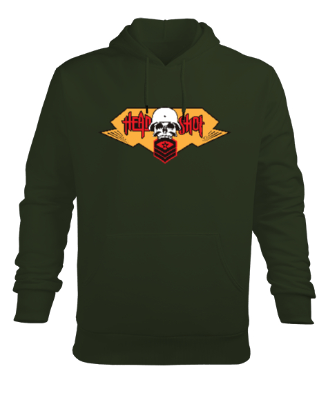 Head Shot - Kafadan Vuruş Haki Yeşili Erkek Kapüşonlu Hoodie Sweatshirt