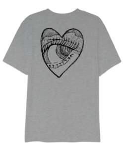 Heart And Eye - Kalp ve Göz Gri Oversize Unisex Tişört