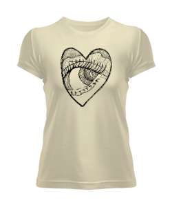 Heart And Eye - Kalp ve Göz Krem Kadın Tişört