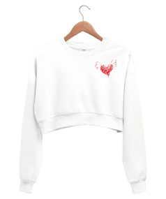 Heart Basic Kadın Crop Sweatshirt