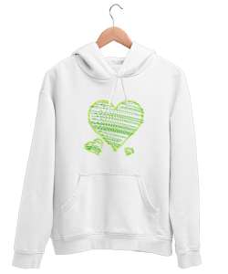 Heart Beyaz Unisex Kapşonlu Sweatshirt