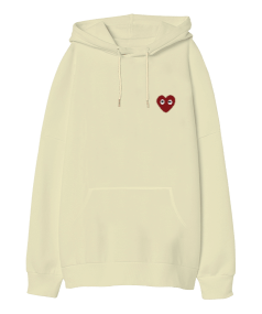 heart face Oversize Unisex Kapüşonlu Sweatshirt