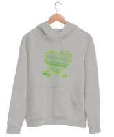 Heart Gri Unisex Kapşonlu Sweatshirt - Thumbnail