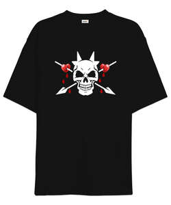 Heart Skull Siyah Oversize Unisex Tişört