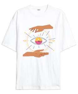 Hekates Third Eye Beyaz Oversize Unisex Tişört