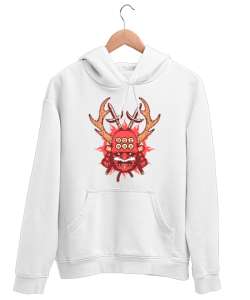 Hell King Beyaz Unisex Kapşonlu Sweatshirt