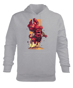 Hellboy Tasarım Baskılı Erkek Kapüşonlu Hoodie Sweatshirt