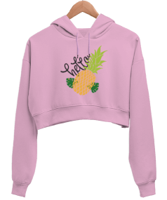 hello pineapple Kadın Crop Hoodie Kapüşonlu Sweatshirt