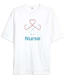 Hemşire - Nurse Beyaz Oversize Unisex Tişört