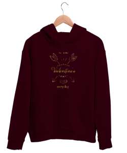 Her gün Sevgililer Günü - Sen ve Ben Bordo Unisex Kapşonlu Sweatshirt