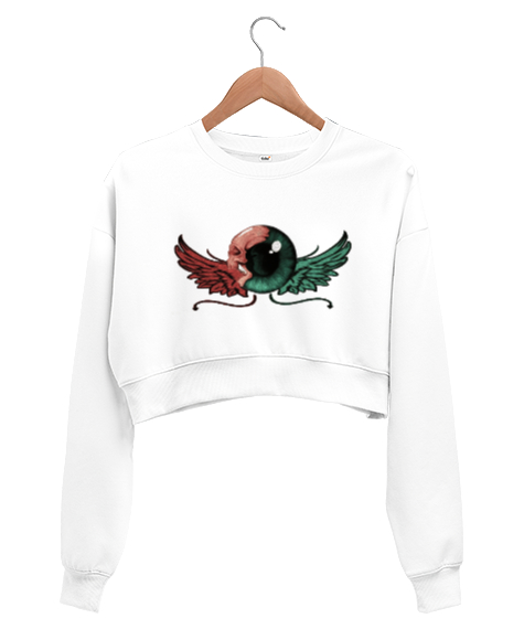 Her Zaman Görebilirim. Beyaz Kadın Crop Sweatshirt