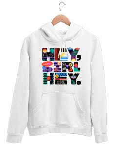 Hey Girl Beyaz Unisex Kapşonlu Sweatshirt