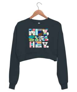 Hey Girl Füme Kadın Crop Sweatshirt