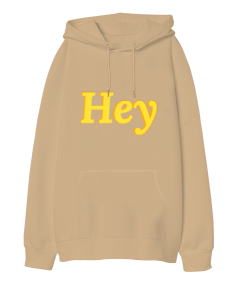 Hey Oversize Unisex Kapüşonlu Sweatshirt