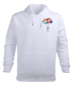 Hierro Blanco-Cosmonauta Erkek Kapüşonlu Hoodie Sweatshirt