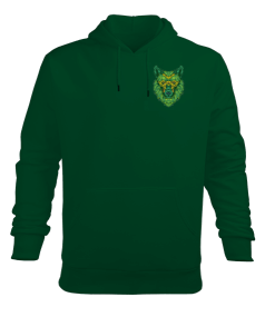 Hierro Blanco-Lobo Verde Erkek Kapüşonlu Hoodie Sweatshirt