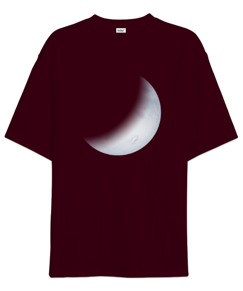 Tisho - Hilal - Gece ve Ay Bordo Oversize Unisex Tişört