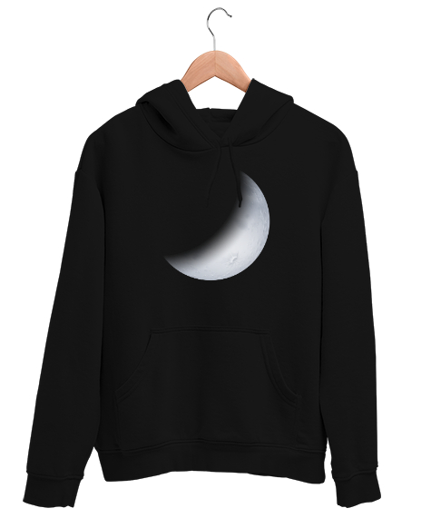 Tisho - Hilal - Gece ve Ay Siyah Unisex Kapşonlu Sweatshirt