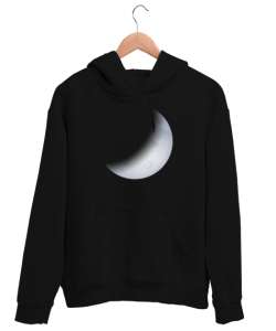 Hilal - Gece ve Ay Siyah Unisex Kapşonlu Sweatshirt