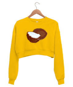 Hindistan Cevizi temalı Kadın Crop Sweatshirt