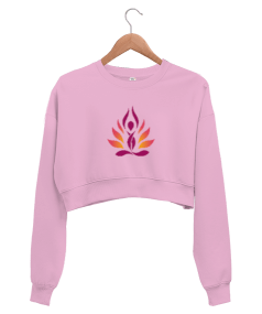 Hindistan Yoga Meditasyon Spor Kadın Crop Sweatshirt