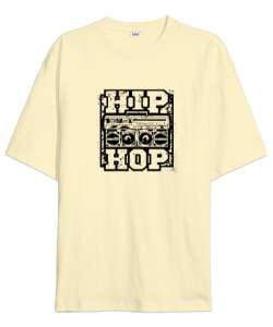 Hip Hop Krem Oversize Unisex Tişört