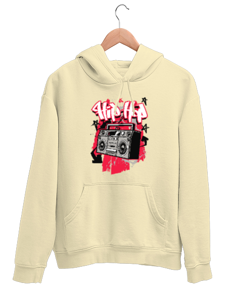 Tisho - Hip-Hop Müzik, 80ler - 90lar Krem Unisex Kapşonlu Sweatshirt