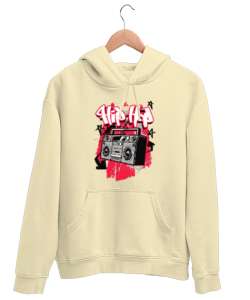 Hip-Hop Müzik, 80ler - 90lar Krem Unisex Kapşonlu Sweatshirt