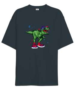 Hipster Dinozor Füme Oversize Unisex Tişört