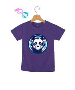 Hipster Panda Mor Çocuk Unisex