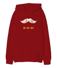 Ho Ho Ho Bıyık Oversize Unisex Kapüşonlu Sweatshirt