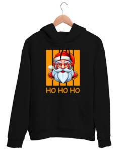 HO HO HO Siyah Unisex Kapşonlu Sweatshirt