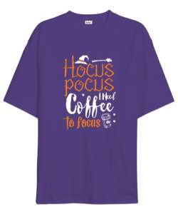 Hocus Pocus Coffee - Hokus Pokus Kahve Mor Oversize Unisex Tişört