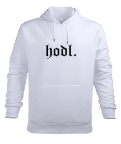 hodl v1H Beyaz Erkek Kapüşonlu Hoodie Sweatshirt