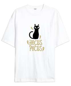 Hokus Pokus Kedi - Hayaletler - Hocus Pocus Beyaz Oversize Unisex Tişört