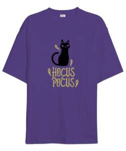 Hokus Pokus Kedi - Hayaletler - Hocus Pocus Mor Oversize Unisex Tişört